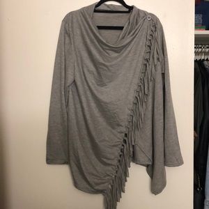 Grey wrap long sleeve with tassels